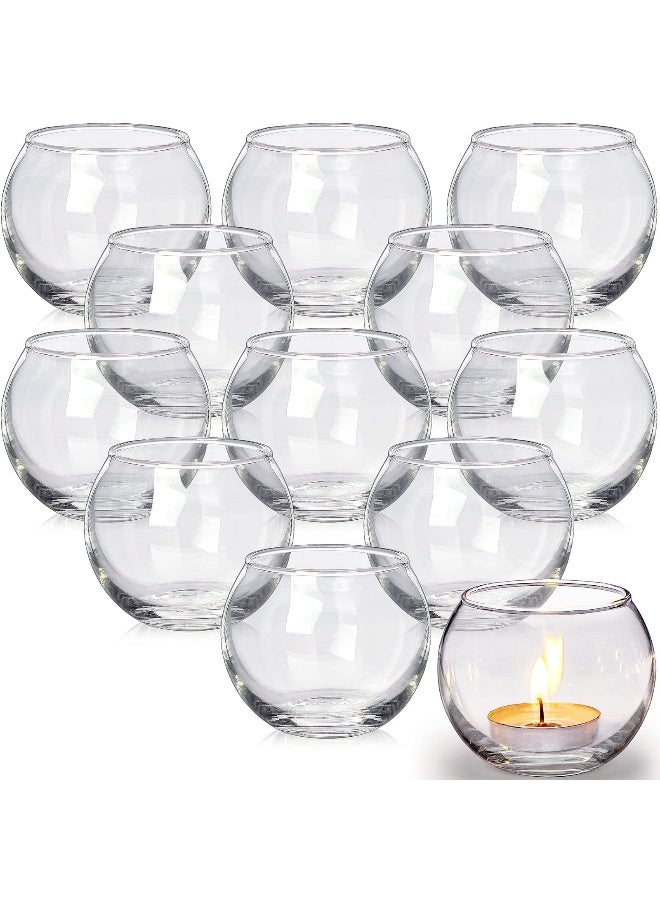 Lamorgift Glass Tealight Candle Holder Set of 12- Round Clear Votive Candle Holders for Table Decor, Party& Wedding Decorations - Image 1